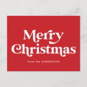 Retro Typografie Red Merry Weihnachten Non-Foto (Vorderseite)