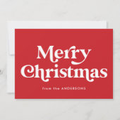 Retro Typografie Red Merry Weihnachten Non-Foto (Vorderseite)