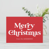 Retro Typografie Red Merry Weihnachten Non-Foto (Stehend Vorderseite)