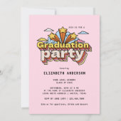 Retro Typografie Rosa Abschluss Farbiges Party Einladung (Rückseite)