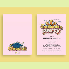 Retro Typografie Rosa Abschluss Farbiges Party Einladung