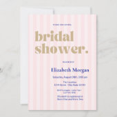 Retro Typografie Rosa Streifen Brautparty Einladung (Vorderseite)