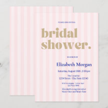 Retro Typografie Rosa Streifen Brautparty