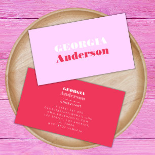 Retro-Typografie Rosa und Rot Minimalistischer Tre Visitenkarte