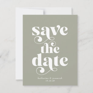 Retro-Typografie Sage Green Hochzeit Save the Date
