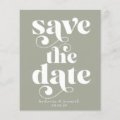 Retro Typografie Sage Green Save the Date (Vorderseite)