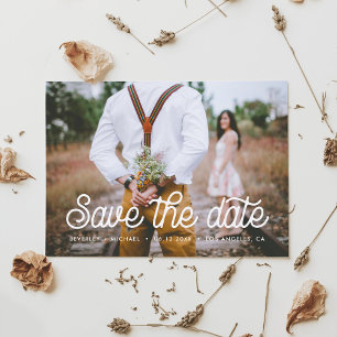 Retro-Typografie Save-the-Date-Fotokarte Save The Date