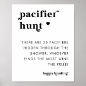 Retro Typografie Schnuller Hunt Baby Duschzeichen Poster (Vorne)