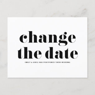 Retro-Typografie Schwarz Datum ändern Hochzeit Ankündigungspostkarte