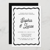 Retro-Typografie, Schwarz-Weiß-Engagement-Partei Einladung (Vorne/Hinten)