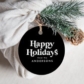 Retro Typografie Schwarz-Weiß-Happy Holidays Geschenkanhänger