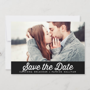RETRO-TYPOGRAFIE SCHWARZE SAVE-THE-DATE-ANKÜNDIGUN SAVE THE DATE