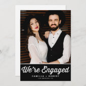 Retro Typografie Schwarzes Foto Verlobung Ankündigung (Vorne/Hinten)