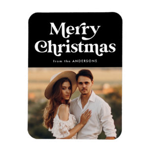 Retro-Typografie Schwarzes Frohe Weihnachten Foto Magnet