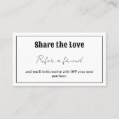 Retro Typografie Teilen Sie die Liebe Empfehlungskarte (Vorderseite)