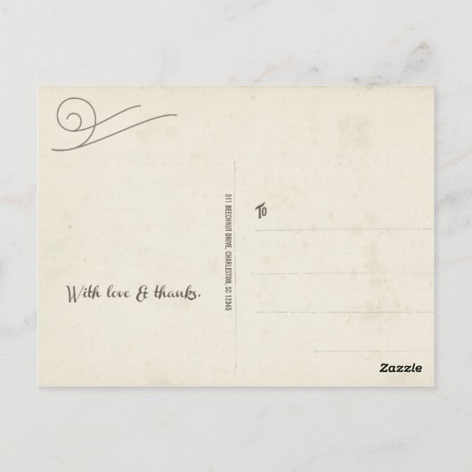 Retro Typografie Vielen Dank Hochzeit Postkarte (Rückseite)