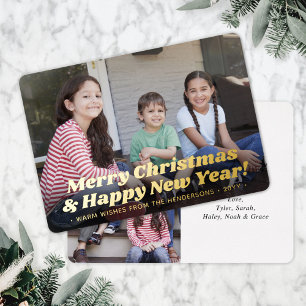 Retro Typografie Weihnachten & Neue Jahre 2 Foto Folien Feiertagskarte