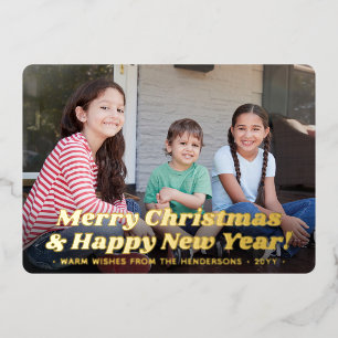 Retro Typografie Weihnachten & Neue Jahre 2 Foto Folien Feiertagskarte
