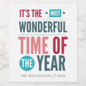 Retro Typografie Weihnachtskostentag Weinetikett (Einzelnes Label)