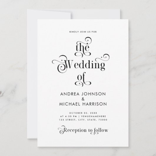 Retro-Typografie Weiß in einem QR-Code Einladung (Vorderseite)