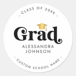 Retro Typografy Abschluss Graduate Name Modern Runder Aufkleber
