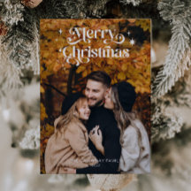 Retro Typografy Christmas Foto Holiday Card