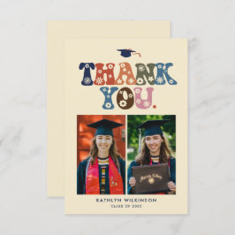 Retro Typografy Colorful Trendy Foto Abschluss Dankeskarte