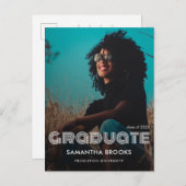 Retro Typografy Foto Abschluss Ankündigungspostkarte (Vorne/Hinten)