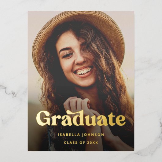 Retro Typografy Foto Abschluss Folie Einladungspostkarte (Vorderseite)