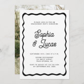 Retro Typografy Foto Engagement Party Einladung (Vorne/Hinten)