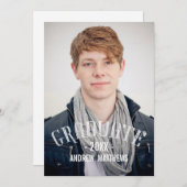 Retro Typografy Foto Graduation Party Einladung (Vorne/Hinten)