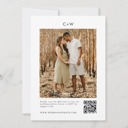 Retro Typografy Foto Qr Code Hochzeit Einladung (Rückseite)