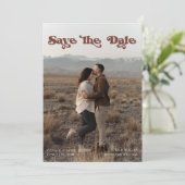 Retro Typografy Foto Save the Date Einladung (Stehend Vorderseite)