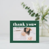 Retro Typografy Green Abschluss Vielen Dank Postkarte (Stehend Vorderseite)