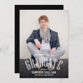 Retro Typografy Overlay Foto Abschluss Einladung (Vorne/Hinten)