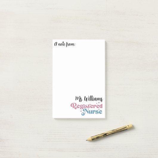 Retro Typografy Registered Nurse Notes Post-it Klebezettel (Auf Schreibtisch)