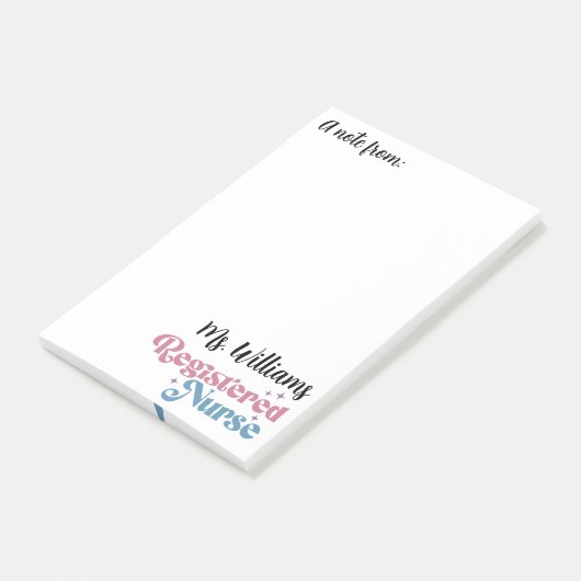 Retro Typografy Registered Nurse Notes Post-it Klebezettel (angewinkelt)