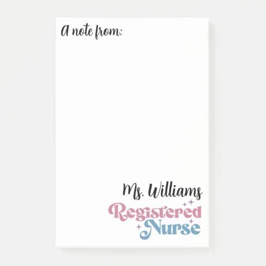 Retro Typografy Registered Nurse Notes Post-it Klebezettel (Vorderseite)