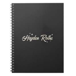 Retro Typografy Stars Black Notizblock