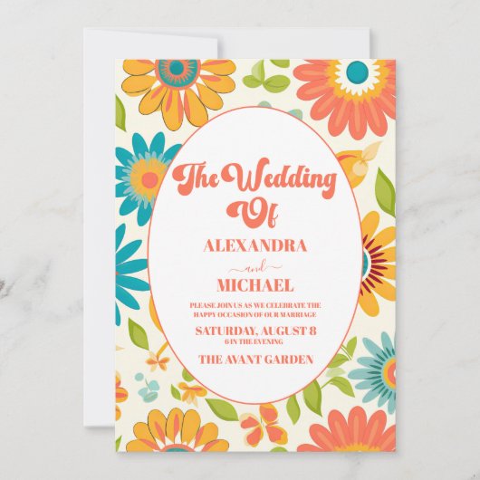 Retro Typografy Summer Sun Wedding Einladung (Vorderseite)