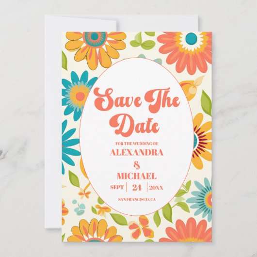 Retro Typografy Summer Sun Wedding Save The Date (Vorderseite)