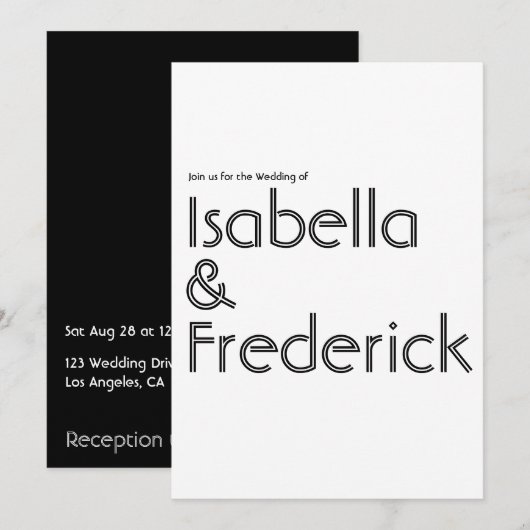 Retro Typografy Wedding Einladung (Vorne/Hinten)