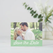 RETRO TYPOGRAPHIE MINT GRÜNE SAVE THE DATE POSTCAR ANKÜNDIGUNGSPOSTKARTE (Stehend Vorderseite)