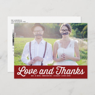 RETRO-TYPOGRAPHIE RED WEDING DANK IHNEN POSTCARD POSTKARTE