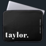 Retro Typography Black and White  Personalized Laptopschutzhülle<br><div class="desc">Make your laptop stand out with this custom laptop case featuring bold retro typography. Personalize it with your name and a short phrase to create a design that is completely your own. Choose from a range of colors to suit your style or workspace. Great for school, work, or travel, this...</div>