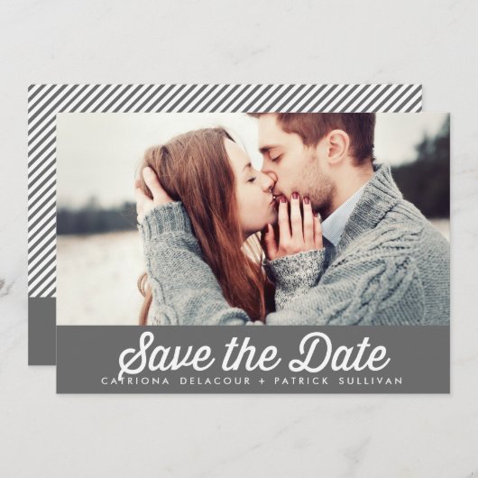 RETRO TYPOGRAPHY GRAY ANKÜNDIGUNG DATUM FREIHALTEN (Vorne/Hinten)