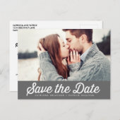 RETRO TYPOGRAPHY GRAY FOTO SAVE THE DATE POSTCARD ANKÜNDIGUNGSPOSTKARTE (Vorne/Hinten)