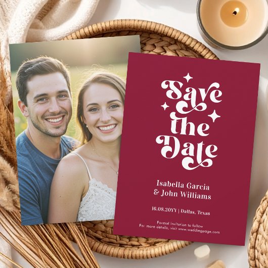 Retro Typography Photo Wedding Save The Date Ankündigung
