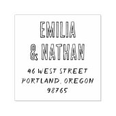 Retro Typography Quirky Wedding Return Address Permastempel (Design)