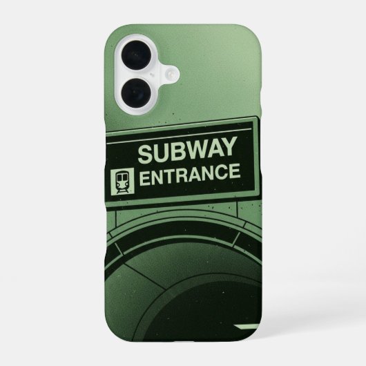 Retro-U-Bahn-Schild iPhone 16 Hülle (Rückseite)